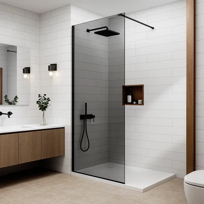 Walk-in Black sprchová stena, s dymovým sklom 80, 200cm, 8mm