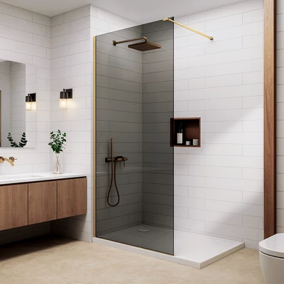 Walk-in Gold sprchová stena, s dymovým sklom 80, 200cm, 8mm