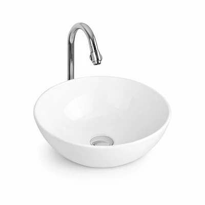 PARMA || Umywalka nablatowa, ceramika, biała, okrągła