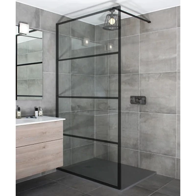 Walk-in čierna sprchová stena 200cm, 8mm
