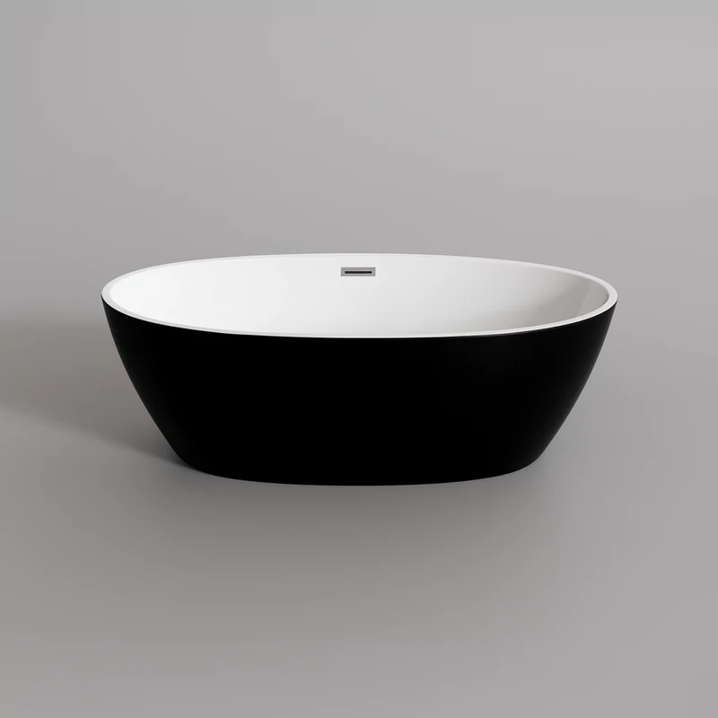 OVAL voľne stojaca vaňa, čierno-biela, 155x80x58 cm