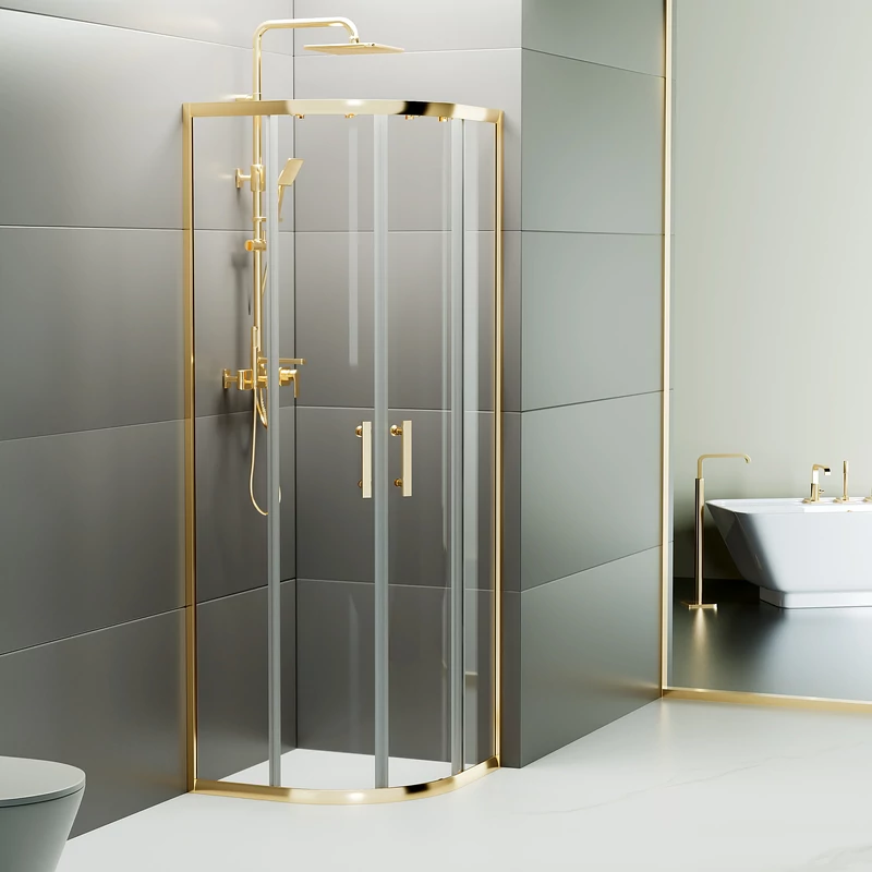 Murcia Gold sprchový kút zakrivený 80x80, 190cm, 6mm NANO