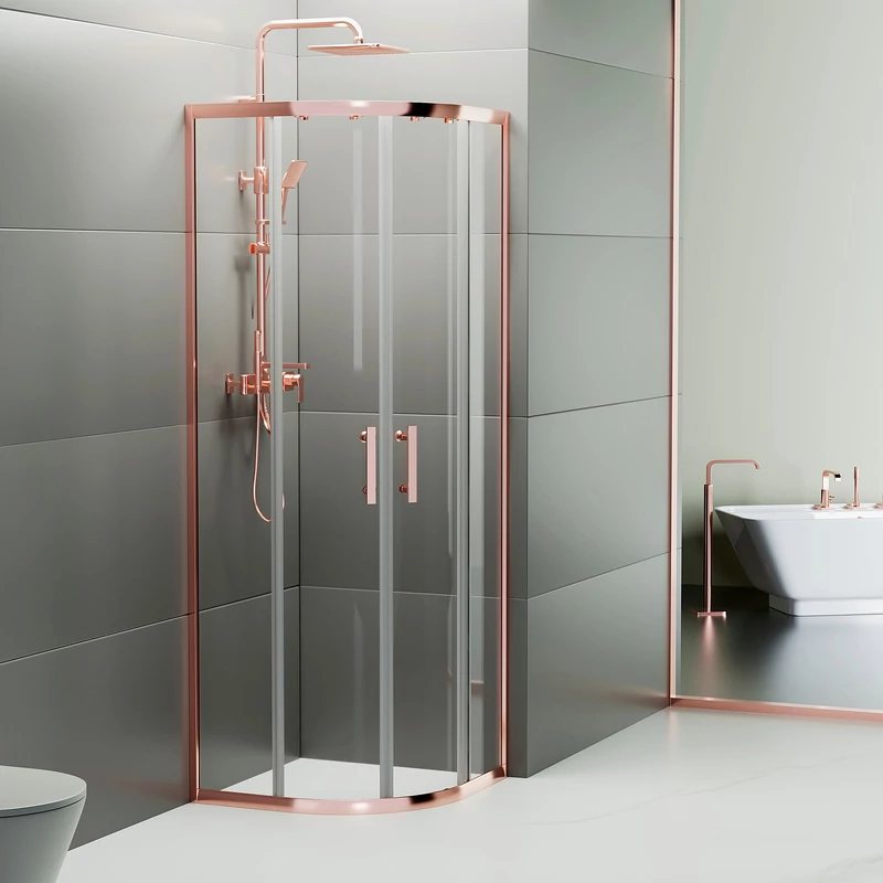 Murcia Rose Gold sprchový kút zakrivený 80x80, 190cm, 6mm NANO