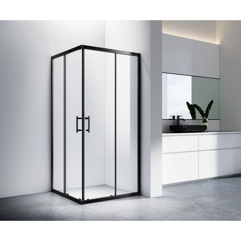 Motril čierny Sprchový kút 80x80, 190cm, 6mm, NANO