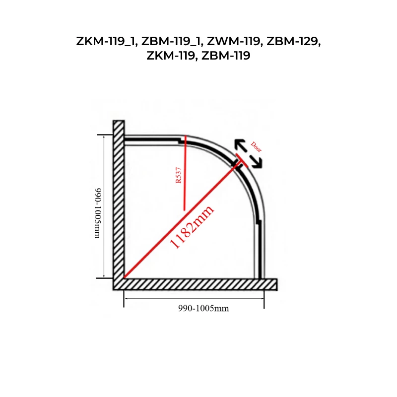 Murcia Black półokrągła kabina prysznicowa 100x100, 190cm, 6mm
