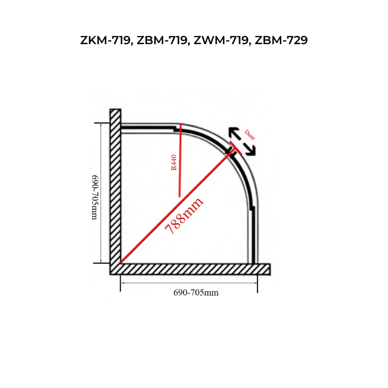 Avignon 6mm Black zakrivený Sprchový kút 70*70 190cm