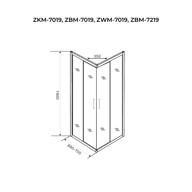 Toulon 6mm White Sprchový kút 70*70 190cm