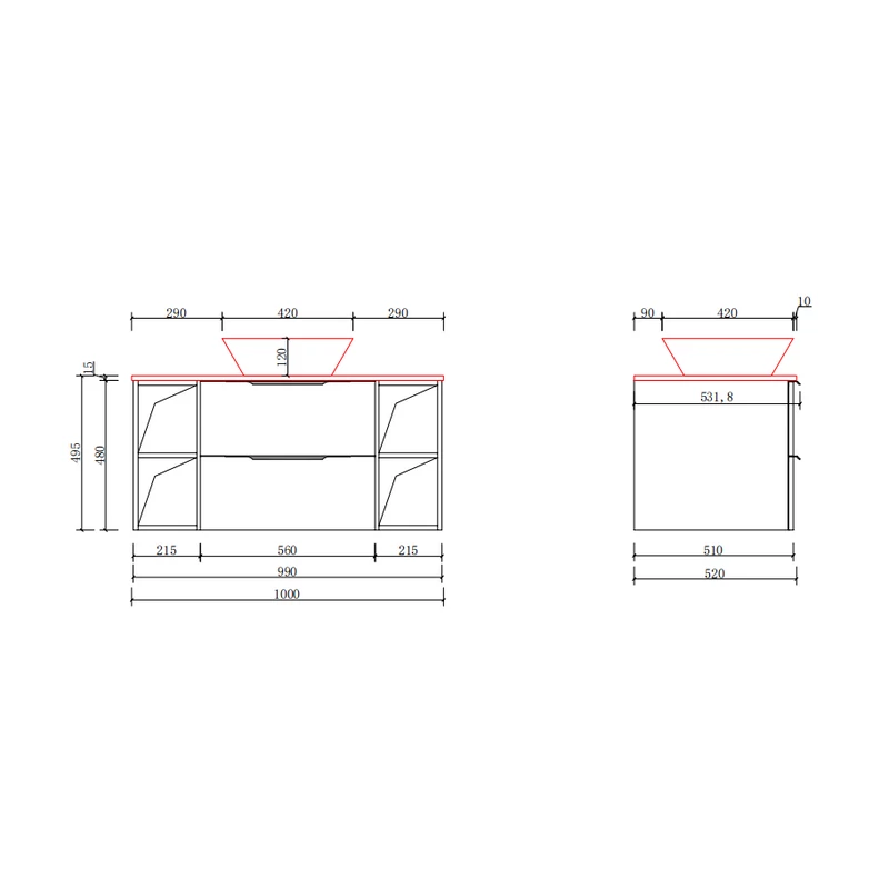 Rennes White Kúpeľňová skrinka s umývadlom