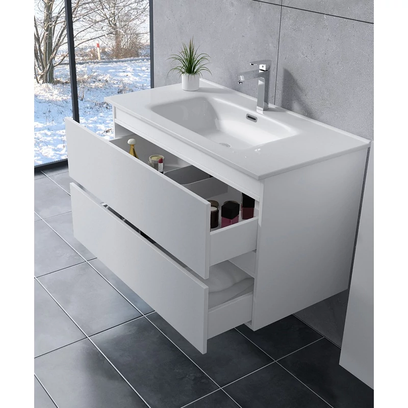 Catania White Szafka łazienkowa z umywalką 60cm