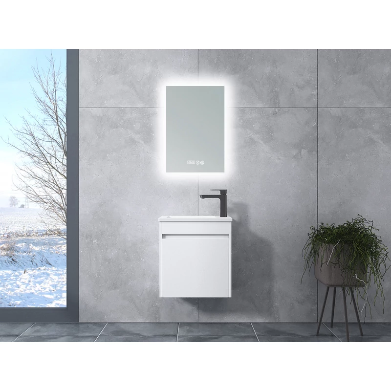 Zamora White Kúpeľňová skrinka s umývadlom a zrkadlom, LED