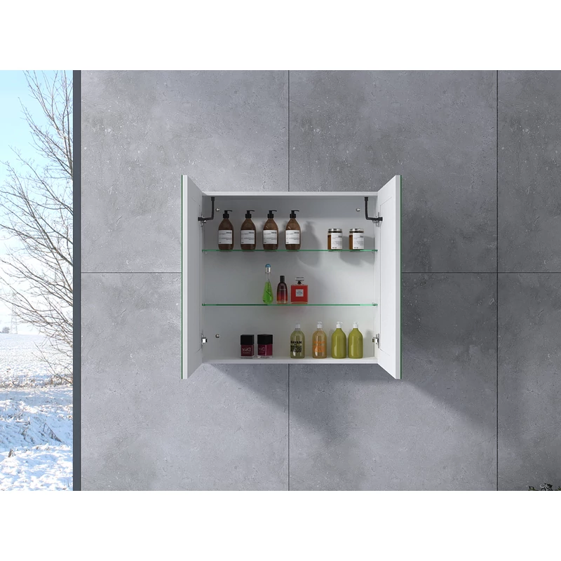 Sevilla White Dvojdverová skriňa so zrkadlom, LED 60 cm