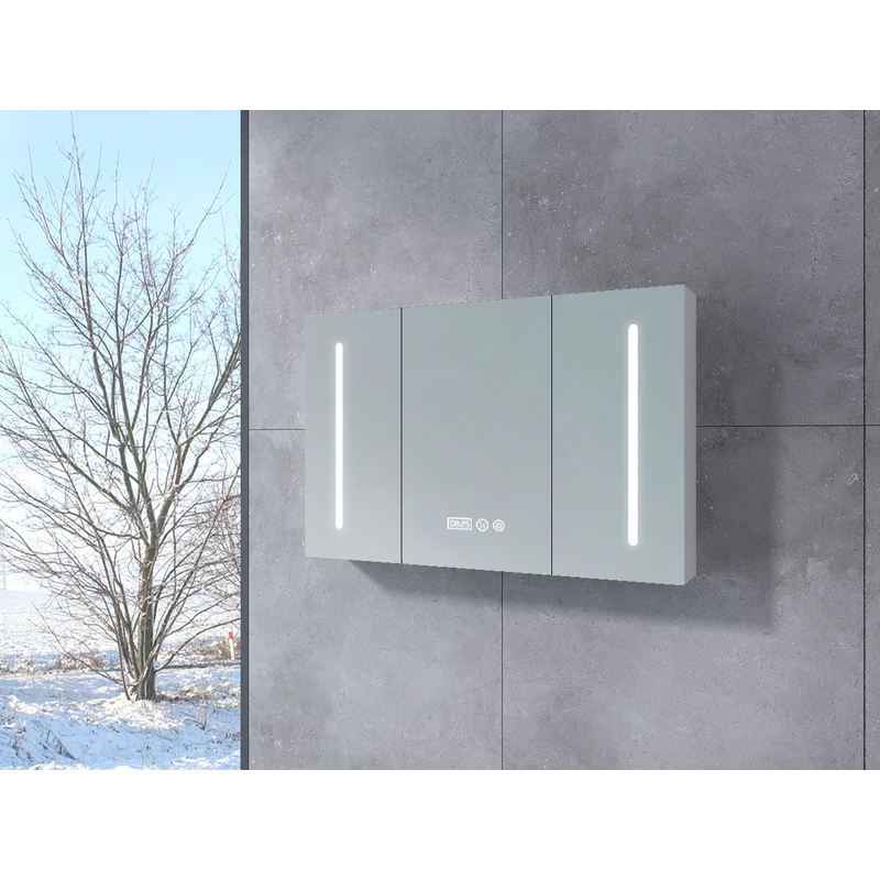 Vicenza White Trojdverová skriňa so zrkadlom, LED 100 cm