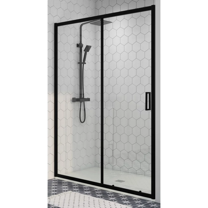 Elche Black 120 drzwi prysznicowe przesuwne, 190cm, 6mm
