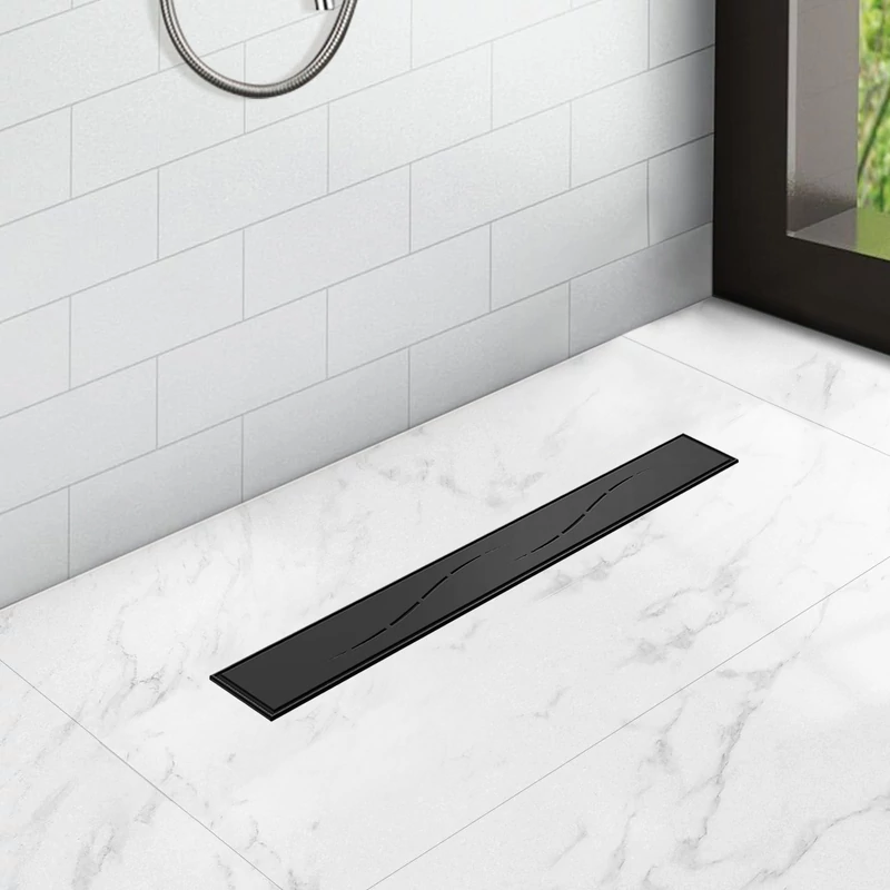 Burela matowa czerń odpływ prysznicowy, 50 cm