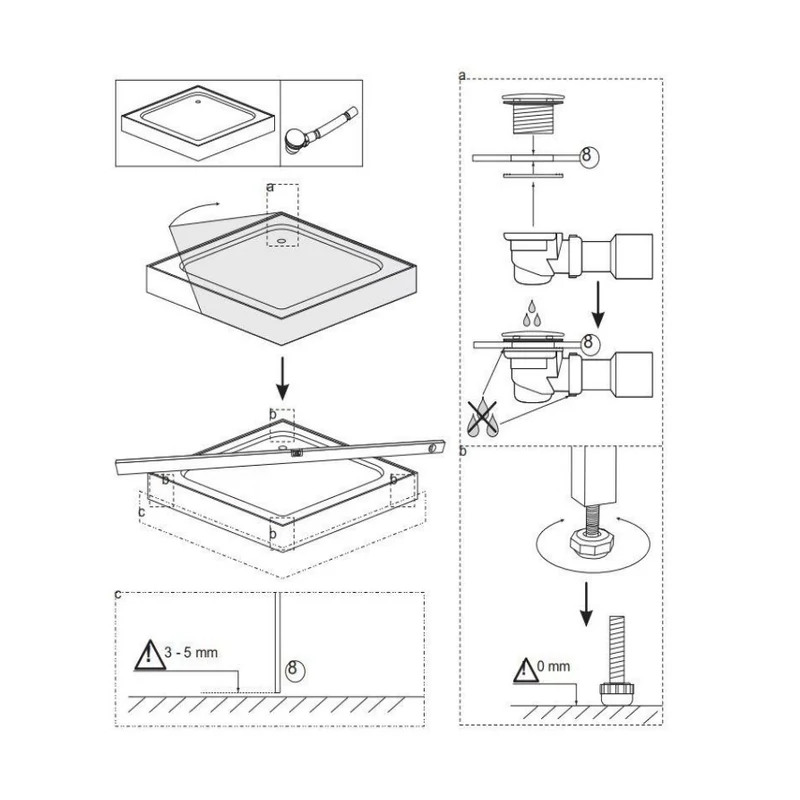 Almagro 80x80x13,5 cm Kwadratowy brodzik akrylowy z syfonem