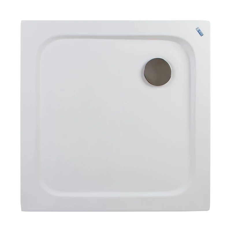 Coria 80x80x5 cm Kwadratowy brodzik akrylowy z syfonem