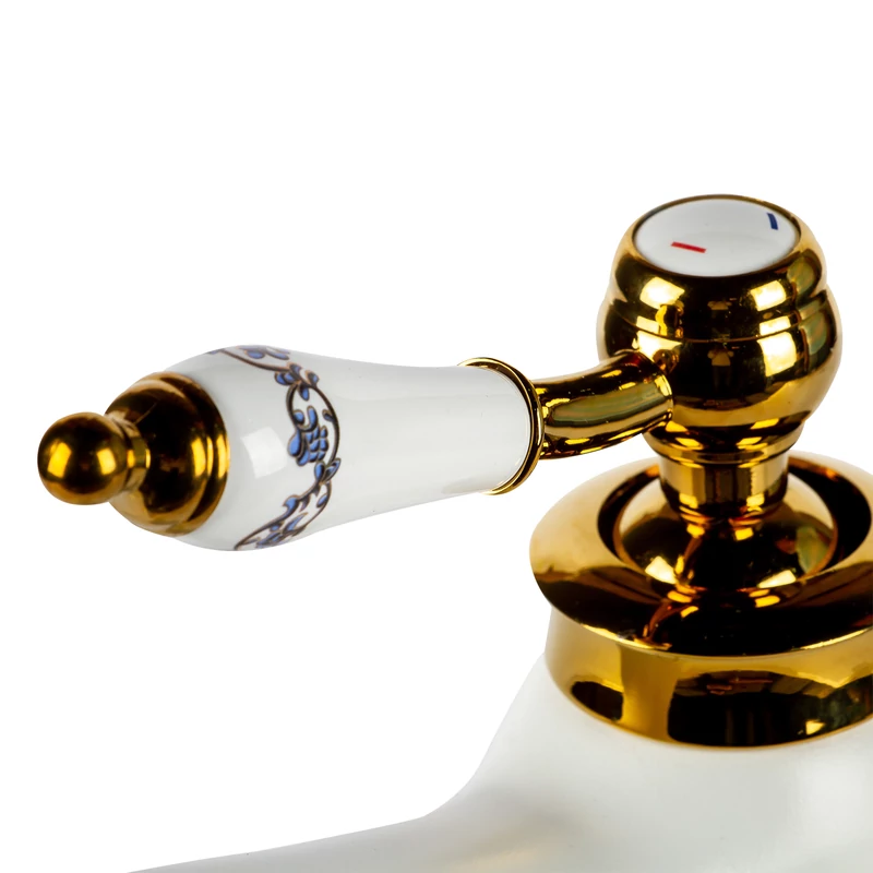 Izmir White & Gold Retro bateria umywalkowa