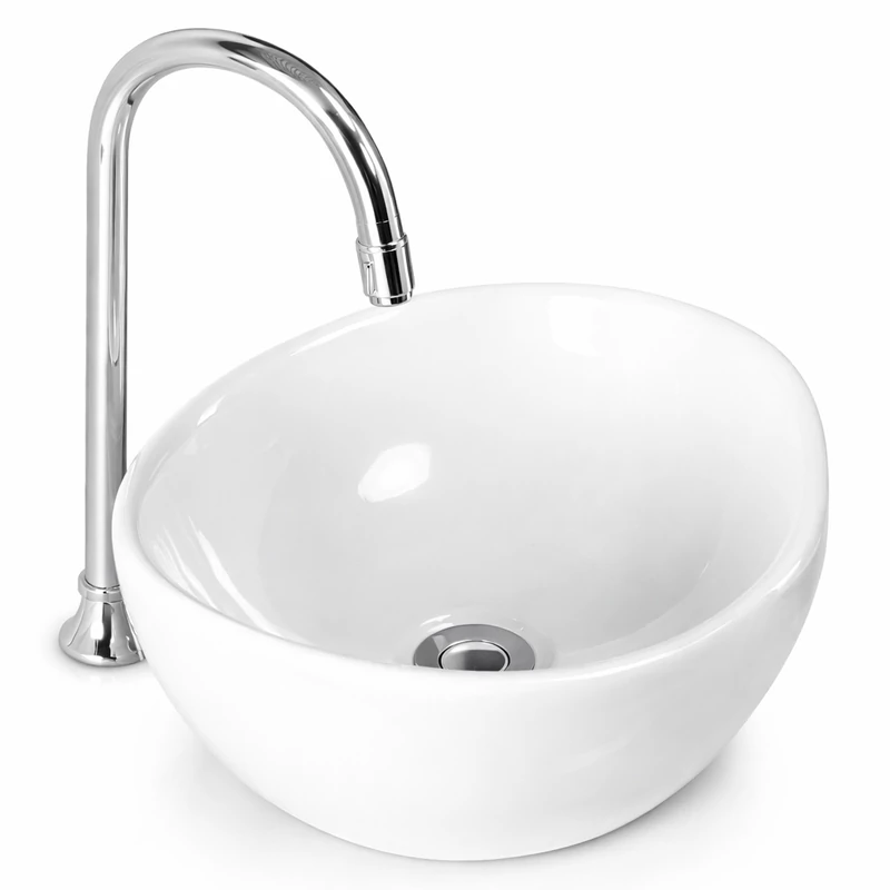 ASTI || Głęboka umywalka nablatowa, ceramika, biała, okrągła