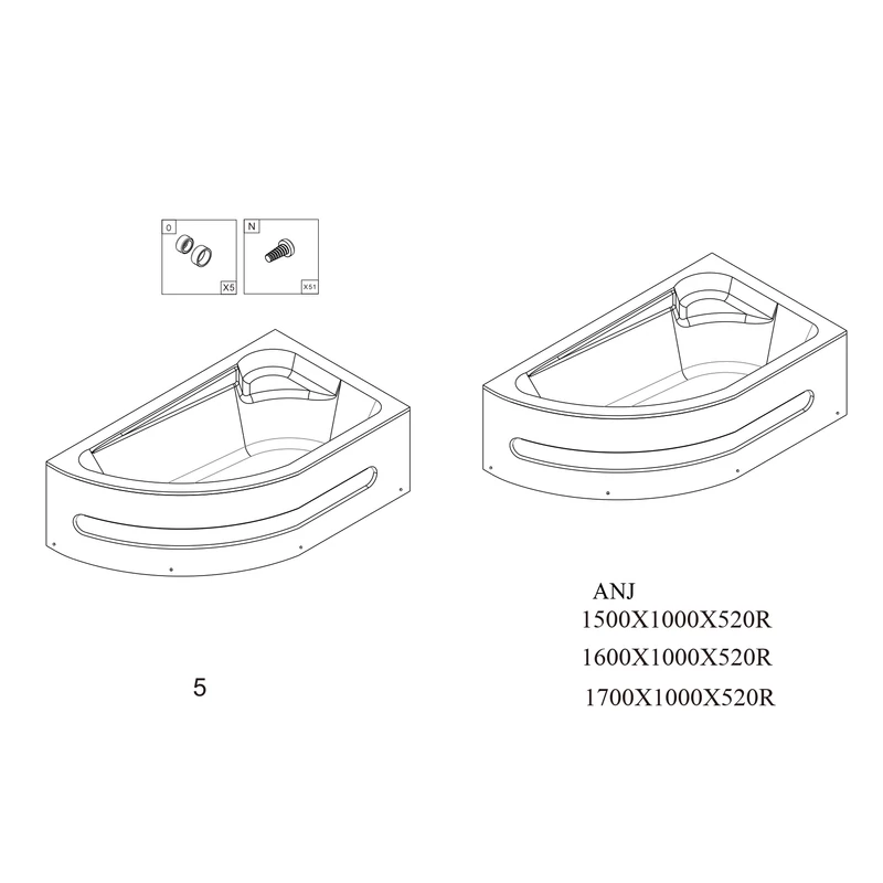 Predný panel k asymetrickej vani - pravý 150
