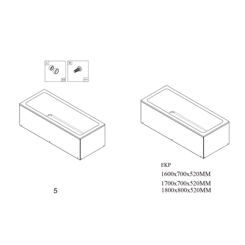 Przedni panel do wanny prostokątnej 150 cm