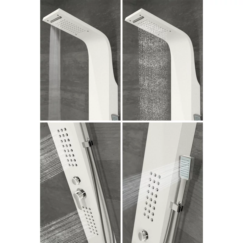 Alegre WHITE sprchový panel, nehrdzavejúca oceľ