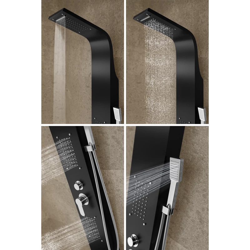 Bologna BLACK sprchový panel, nehrdzavejúca oceľ