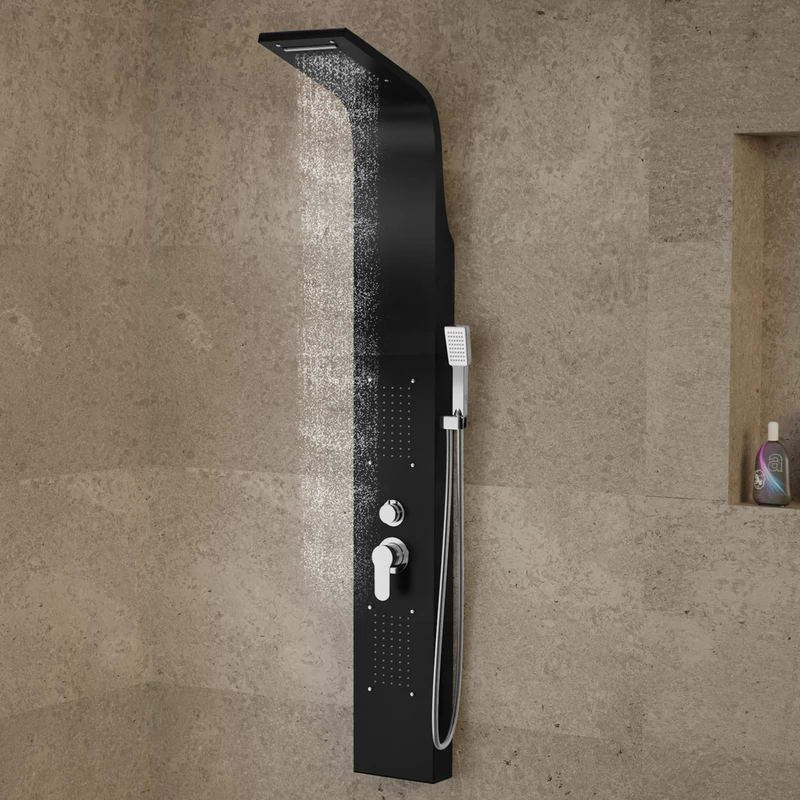 Bologna BLACK sprchový panel, nehrdzavejúca oceľ