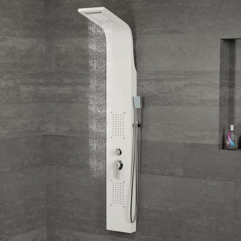 Bologna WHITE sprchový panel, nehrdzavejúca oceľ