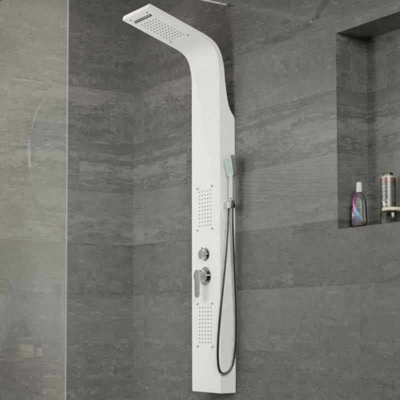 Bologna WHITE sprchový panel, nehrdzavejúca oceľ