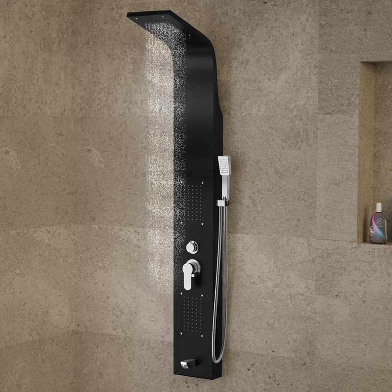 Merin Black panel prysznicowy, stal nierdzewna